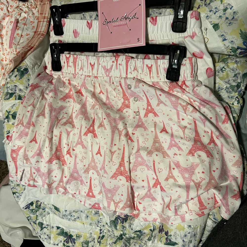 Pink Eiffel Tower Pajama Shorts